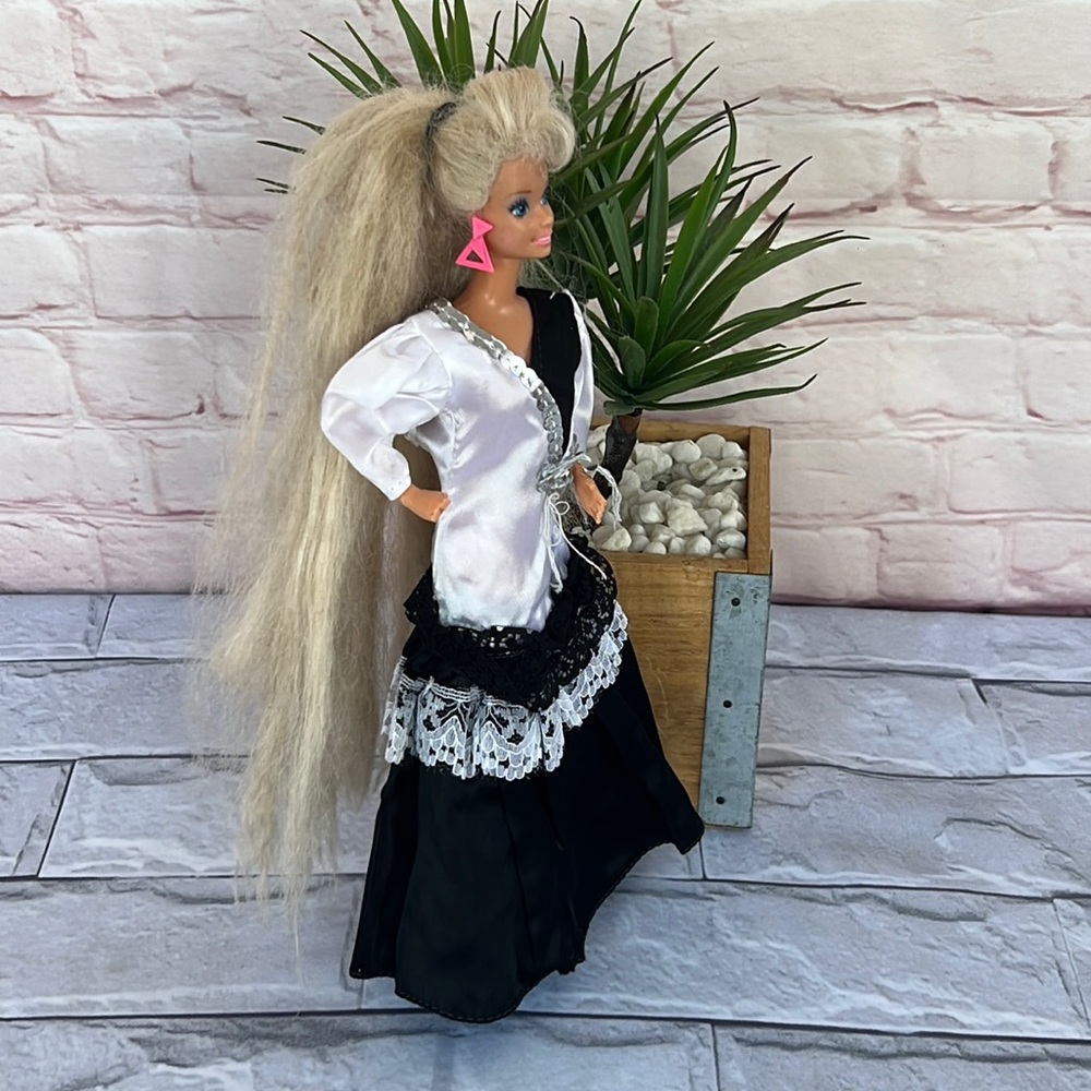 1970’s Barbie long hair and evening dress